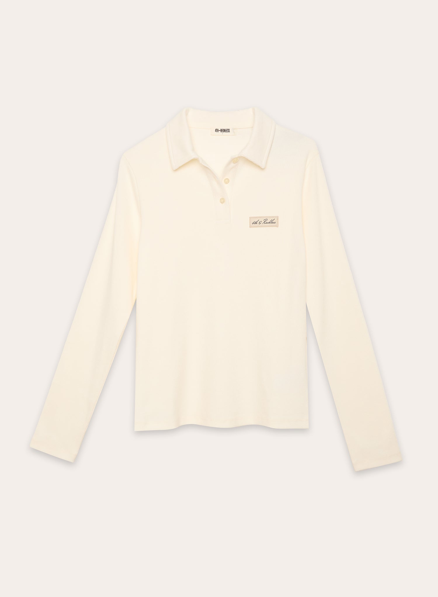 Ecru Fine Ribbed Jersey Longsleeve Top